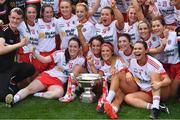 16 September 2018; The Tyrone team celebrate with the cup after the TG4 All-Ireland Ladies Football Intermediate Championship Final match between Meath and Tyrone at Croke Park, Dublin. Photo by Brendan Moran/Sportsfile