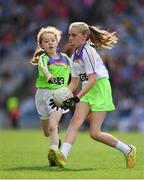 16 September 2018; Action from the match between St Sylvester's Dublin and St Mary's Galway during the Half-time GO Games during the TG4 All-Ireland Ladies Football Championship Finals at Croke Park, Dublin. Photo by Brendan Moran/Sportsfile