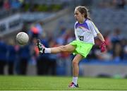 16 September 2018; Action from the match between St Sylvester's Dublin and St Mary's Galway during the Half-time GO Games during the TG4 All-Ireland Ladies Football Championship Finals at Croke Park, Dublin. Photo by Brendan Moran/Sportsfile