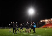 19 September 2018; Bohemians players are prevented from warming down in front of the supporters following the Irish Daily Mail FAI Cup Quarter-Final match between Derry City and Bohemians at the Brandywell Stadium in Derry. Photo by Stephen McCarthy/Sportsfile