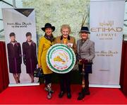 20 September 2018; Winner of the Etihad Airways Best Dressed 'Country Style' competition, Evelyn Johnston, from Co Clare, left, and runner up Mary O'Halloran, from Co Dublin, right, alongside, MD of the National Ploughing Association Anna May McHugh at the National Ploughing Championship in Screggan, Tullamore, Co. Offaly. This year’s prize includes two return economy flights from Dublin to Abu Dhabi, a two-night stay in the luxury 5-Star Emirates Palace, a two-night stay in the prominent 5-Star Anantara Eastern Mangroves & Spa Hotel and two complimentary passes for Yas Island. Photo by David Fitzgerald/Sportsfile