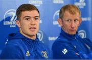 21 September 2018; Luke McGrath, left, and Head coach Leo Cullen during a Leinster rugby press conference at the InterContinental Dublin in Ballsbridge, Dublin. Photo by Ramsey Cardy/Sportsfile