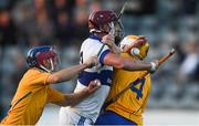 21 September 2018; Thomas Connolly of St Vincent's in action against Daire O'Maoileidigh, left, and Conor Kelly of Na Fianna during the Dublin County Senior Club Hurling Championship Quarter-Final match between St Vincent's and Na Fianna at Parnell Park, Dublin. Photo by Piaras Ó Mídheach/Sportsfile