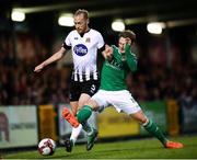 21 September 2018; Chris Shields of Dundalk in action against Kieran Sadlier of Cork City during the SSE Airtricity League Premier Division match between Cork City and Dundalk at Turners Cross in Cork. Photo by Stephen McCarthy/Sportsfile