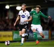 21 September 2018; Chris Shields of Dundalk in action against Kieran Sadlier of Cork City during the SSE Airtricity League Premier Division match between Cork City and Dundalk at Turners Cross in Cork. Photo by Stephen McCarthy/Sportsfile