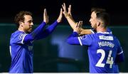 21 September 2018; Barry Maguire, left, of Limerick celebrates after scoring his side's first goal with his team-mates Connor Ellis and Darren Murphy during the SSE Airtricity League Premier Division match between Bray Wanderers and Limerick at the Carlisle Grounds in Bray, Wicklow. Photo by Matt Browne/Sportsfile