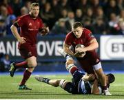 21 September 2018; Andrew Conway of Munster is tackled by Ellis Jenkins of Cardiff Blues during the Guinness PRO14 Round 4 match between Cardiff Blues and Munster at Cardiff Arms Park in Cardiff, Wales. Photo by Chris Fairweather/Sportsfile