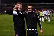 21 September 2018; Dundalk manager Stephen Kenny and Robbie Benson following the SSE Airtricity League Premier Division match between Cork City and Dundalk at Turners Cross in Cork. Photo by Stephen McCarthy/Sportsfile