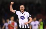 21 September 2018; Chris Shields of Dundalk celebrates following the SSE Airtricity League Premier Division match between Cork City and Dundalk at Turners Cross in Cork. Photo by Stephen McCarthy/Sportsfile