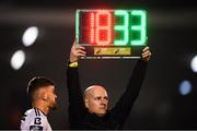 21 September 2018; Fourth official Robert Rogers during the SSE Airtricity League Premier Division match between Cork City and Dundalk at Turners Cross in Cork. Photo by Stephen McCarthy/Sportsfile