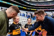 22 September 2018; The 2 Johnnies interview Fionna Mulligan, age 11, from Bornacoola, Co Leitrim during the Littlewoods Ireland Connacht Provincial Days Go Games in Croke Park. This year over 6,000 boys and girls aged between six and eleven represented their clubs in a series of mini blitzes and – just like their heroes – got to play in Croke Park. For exclusive content and behind the scenes action follow Littlewoods Ireland on Facebook, Instagram, Twitter and https://blog.littlewoodsireland.ie/ Photo by Eóin Noonan/Sportsfile