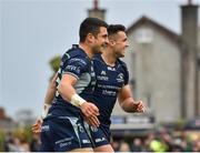 22 September 2018; Cian Kelleher of Connacht, right, celebrates with team-mate Tiernan O’Halloran after scoring his side's second try during the Guinness PRO14 Round 4 match between Connacht and Scarlets at the Sportsground in Galway. Photo by Seb Daly/Sportsfile