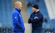 22 September 2018; Leinster senior coach Stuart Lancaster, left, in conversation with Edinburgh head coach Richard Cockerill ahead of the Guinness PRO14 Round 4 match between Leinster and Edinburgh at the RDS Arena in Dublin. Photo by Ramsey Cardy/Sportsfile