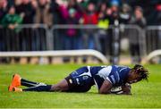 22 September 2018; Niyi Adeolokun of Connacht goes over to score his side's third try during the Guinness PRO14 Round 4 match between Connacht and Scarlets at the Sportsground in Galway. Photo by Seb Daly/Sportsfile