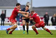22 September 2018; Jack Carty of Connacht is tackled by Ed Kennedy, left, and Samson Lee of Scarlets during the Guinness PRO14 Round 4 match between Connacht and Scarlets at the Sportsground in Galway. Photo by Seb Daly/Sportsfile