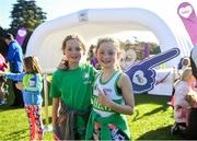 23 September 2018; Junior parkrun participants Emily Keogh, age 10, left, and Cara Coll, age nine, both from Raheny, Co. Dublin, pictured at the St Anne’s junior parkrun where Vhi hosted a special event to celebrate their partnership with parkrun Ireland. Vhi hosted a lively warm up routine which was great fun for children and adults alike. Crossing the finish line was a special experience as children were showered with bubbles and streamers to celebrate their achievement and each child received a gift. Junior parkrun in partnership with Vhi support local communities in organising free, weekly, timed 2km runs every Sunday at 9.30am. To register for a parkrun near you visit www.parkrun.ie. Photo by Harry Murphy/Sportsfile