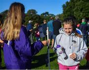 23 September 2018; Junior parkrun participants pictured at the St Anne’s junior parkrun where Vhi hosted a special event to celebrate their partnership with parkrun Ireland. Vhi hosted a lively warm up routine which was great fun for children and adults alike. Crossing the finish line was a special experience as children were showered with bubbles and streamers to celebrate their achievement and each child received a gift. Junior parkrun in partnership with Vhi support local communities in organising free, weekly, timed 2km runs every Sunday at 9.30am. To register for a parkrun near you visit www.parkrun.ie. Photo by Harry Murphy/Sportsfile