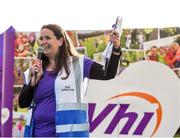23 September 2018; Run Director Jamie Plummer pictured at the St Anne’s junior parkrun where Vhi hosted a special event to celebrate their partnership with parkrun Ireland. Vhi hosted a lively warm up routine which was great fun for children and adults alike. Crossing the finish line was a special experience as children were showered with bubbles and streamers to celebrate their achievement and each child received a gift. Junior parkrun in partnership with Vhi support local communities in organising free, weekly, timed 2km runs every Sunday at 9.30am. To register for a parkrun near you visit www.parkrun.ie. Photo by Harry Murphy/Sportsfile