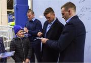 22 September 2018; Leinster players Jack McGrath, Andrew Porter and Nick McCarthy meet and greet supporters in 'Autograph Alley' prior to the Guinness PRO14 Round 4 match between Leinster and Edinburgh at RDS Arena in Dublin. Photo by David Fitzgerald/Sportsfile