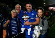 22 September 2018; Fergus McFadden of Leinster with his son Freddy, parents Eleanor and Tim, left, and wife Rebecca following the Guinness PRO14 Round 4 match between Leinster and Edinburgh at the RDS Arena in Dublin. Photo by David Fitzgerald/Sportsfile