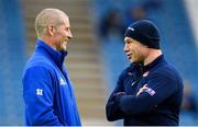 22 September 2018; Leinster senior coach Stuart Lancaster, left, in conversation with Edinburgh head coach Richard Cockerill ahead of the Guinness PRO14 Round 4 match between Leinster and Edinburgh at the RDS Arena in Dublin. Photo by Ramsey Cardy/Sportsfile