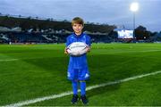22 September 2018; Matchday mascot 7 year old James Brady, from Greystones, Co. Wicklow, ahead of the Guinness PRO14 Round 4 match between Leinster and Edinburgh at RDS Arena in Dublin. Photo by Ramsey Cardy/Sportsfile