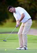 24 September 2018; Former Republic of Ireland international Niall Quinn watches his putt on the 10th green during the Goodbody Jackie's Army Squad Reunion at The K Club, Straffan, in Co. Kildare. Photo by Matt Browne/Sportsfile