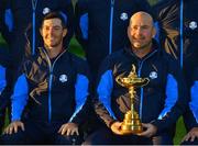 25 September 2018; Europe captain Thomas Bjørn, right, with Rory McIlroy of Europe during the Europe team photocall ahead of the Ryder Cup 2018 Matches at Le Golf National in Paris, France. Photo by Ramsey Cardy/Sportsfile