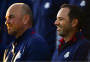 25 September 2018; Europe captain Thomas Bjørn, left and Sergio García of Europe during the Europe team photocall ahead of the Ryder Cup 2018 Matches at Le Golf National in Paris, France. Photo by Ramsey Cardy/Sportsfile