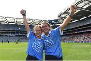 9 September 2018; Dublin's Niamh Gleeson, left, and Aoibhe Dillon celebrate after the Liberty Insurance All-Ireland Premier Junior Camogie Championship Final match between Dublin and Kerry at Croke Park in Dublin. Photo by Piaras Ó Mídheach/Sportsfile