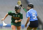 9 September 2018; Jessica Fitzell of Kerry of Kerry in action against Emma Barron of Dublin during the Liberty Insurance All-Ireland Premier Junior Camogie Championship Final match between Dublin and Kerry at Croke Park in Dublin. Photo by Piaras Ó Mídheach/Sportsfile