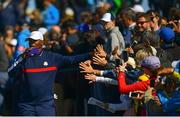 25 September 2018; Actor Samuel L. Jackson of USA makes his way to the 1st tee box during the Celebrity Matches prior to the Ryder Cup 2018 Matches at Le Golf National in Paris, France. Photo by Ramsey Cardy/Sportsfile