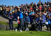 25 September 2018; Former Ireland and Leinster centre Brian O'Driscoll of Europe tees off at the first tee box during the Celebrity Matches prior to the Ryder Cup 2018 Matches at Le Golf National in Paris, France. Photo by Ramsey Cardy/Sportsfile