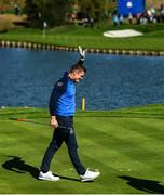 25 September 2018; Former Ireland and Leinster centre Brian O'Driscoll acknowledges the gallery after hitting his tee shot on the 2nd tee box during the Celebrity Matches prior to the Ryder Cup 2018 Matches at Le Golf National in Paris, France. Photo by Ramsey Cardy/Sportsfile