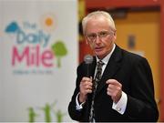 25 September 2018; John Treacy, CEO Sport Ireland, speaking during the The Daily Mile Media Day at Scoil Muire Gan Smal in Inchicore, Dublin. Photo by Seb Daly/Sportsfile