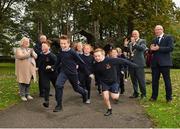 25 September 2018; Puplis of Scoil Muire Gan Smal are cheered on by, from left, President of Athletics Ireland Georgina Drumm, CEO of Sport Ireland John Treacy, Lord Mayor of Dublin Nial Ring and CEO Athletics Ireland Hamish Adams during the The Daily Mile Media Day at Scoil Muire Gan Smal in Inchicore, Dublin. Photo by Seb Daly/Sportsfile