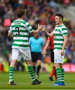 25 September 2018; Robbie Keane of Republic of Ireland & Celtic Legends celebrates after scoring his side's first goal with team mate Kevin Kilbane during the Liam Miller Memorial match between Manchester United Legends and Republic of Ireland & Celtic Legends at Páirc Uí Chaoimh in Cork. Photo by David Fitzgerald/Sportsfile