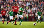 25 September 2018; Kevin Doyle of Republic of Ireland & Celtic Legends in action against John O'Shea of Manchester United Legends during the Liam Miller Memorial match between Manchester United Legends and Republic of Ireland & Celtic Legends at Páirc Uí Chaoimh in Cork. Photo by Stephen McCarthy/Sportsfile