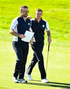 26 September 2018; Europe vice-captain Graeme McDowell, left, and Rory McIlroy of Europe during a practice round prior to the Ryder Cup 2018 Matches at Le Golf National in Paris, France. Photo by Ramsey Cardy/Sportsfile