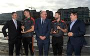 26 September 2018; PwC GAA/GPA Players of the All-Ireland Finals in football, Jack McCaffrey of Dublin, and hurler, Kyle Hayes of Limerick, were on hand to help launch the new PwC All Stars App and pick up their respective awards. Aaron Gillane was also in attendance to receive his hurling award for August. Pictured are, from left, GPA National Executive Committee member Colin Moran, Limerick hurler Kyle Hayes, Uachtarán Chumann Lúthcleas Gael John Horan, Dublin footballer Jack McCaffrey, and Enda Mc Donagh, Partner and Head of Assurance, PwC Ireland. The event took place at PwC on Spencer Dock in Dublin. Photo by Piaras Ó Mídheach/Sportsfile