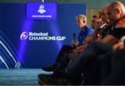26 September 2018; Leinster Head Coach Leo Cullen speaking during the 2018/19 Heineken Champions Cup and Challenge Cup launch at the Aviva Stadium in Dublin. Photo by Eóin Noonan/Sportsfile