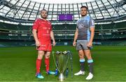 26 September 2018; In attendance during the 2018/19 Heineken Champions Cup and Challenge Cup launch are Ken Owens of Scarlets, left, and Ellis Jenkins of Cardiff Blues at the Aviva Stadium in Dublin. Photo by Sam Barnes/Sportsfile