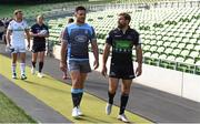 26 September 2018; Ellis Jenkins of Cardiff Blues, left, and Callum Gibbins of Glasgow Warriors during the 2018/19 Heineken Champions Cup and Challenge Cup launch at the Aviva Stadium in Dublin. Photo by Sam Barnes/Sportsfile
