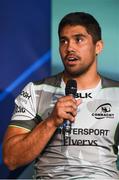 26 September 2018; Jarrad Butler of Connacht speaking during the 2018/19 Heineken Champions Cup and Challenge Cup launch at the Aviva Stadium in Dublin. Photo by Sam Barnes/Sportsfile