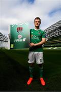 26 September 2018; Colm Horgan of Cork City at the launch of the FIFA 19 SSE Airtricity League Club Packs, in the Aviva Stadium, available from https://www.easports.com/uk/fifa/club-packs when the game launches this Friday 28th September! Featuring the individual club crest of all 10 Premier Division teams, €1 will be donated to the Liam Miller fund for every free sleeve download from Friday 28th September – Friday 5th October. Photo by Stephen McCarthy/Sportsfile