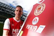26 September 2018; Ian Bermingham of St Patrick’s Athletic at the launch of the FIFA 19 SSE Airtricity League Club Packs, in the Aviva Stadium, available from https://www.easports.com/uk/fifa/club-packs when the game launches this Friday 28th September! Featuring the individual club crest of all 10 Premier Division teams, €1 will be donated to the Liam Miller fund for every free sleeve download from Friday 28th September – Friday 5th October. Photo by Stephen McCarthy/Sportsfile