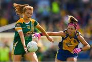 25 August 2018; Aoibheann Leahy of Meath in action against Amanda McLoone of Roscommon during the TG4 All-Ireland Ladies Football Intermediate Championship Semi-Final match between Meath and Roscommon at Dr Hyde Park in Roscommon. Photo by Piaras Ó Mídheach/Sportsfile