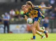 25 August 2018; Honor Ennis of Roscommon in action against Marion Farrelly of Meath during the TG4 All-Ireland Ladies Football Intermediate Championship Semi-Final match between Meath and Roscommon at Dr Hyde Park in Roscommon. Photo by Piaras Ó Mídheach/Sportsfile