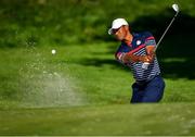 27 September 2018; Tiger Woods of USA plays from a bunker on the 3rd hole during a practice round prior to the Ryder Cup 2018 Matches at Le Golf National in Paris, France. Photo by Ramsey Cardy/Sportsfile