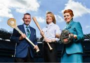 27 September 2018; The Fenway Hurling Classic 2018 will see All-Ireland hurling champions Limerick, reigning holders of the Players' Champions Cup Clare, and new contenders Cork and Wexford competing in the Super 11s format tournament. The tournament takes place on Sunday November 18th, at the iconic Fenway Park, home of the Boston Red Sox. Aer Lingus will once again be Official Airline of the event, and will be flying the four teams out to Boston. Pictured are, from left, Frank Wynne, Aer Lingus Cabin Service Manager, Ruth Ranson, Director of Communications Aer Lingus, and Roisin Mahon, Cabin Crew, during the Fenway Hurling Classic 2018 Launch at Croke Park, in Dublin. Photo by Seb Daly/Sportsfile